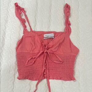 Urban Outfitters Coral Smocked Crop Top